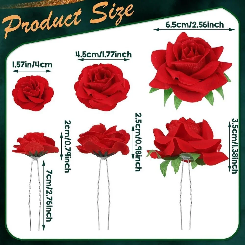 12 Pcs Rose Hair Clip Mexican Hair Accessories for Flamenco Dancer Women Mexican
